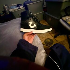 True Religion Black and White High-Top Sneakers for the Low Low Gang !!!